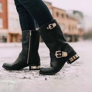 Vince Camuto Winchell Black Leather Mid Calf Moto Boots Size 7M (sold)